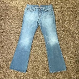 7 for All Mankind  Women’s Size 32 Flare Wide Leg Light Wash Distressed Jeans